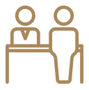 office workers at desk icon